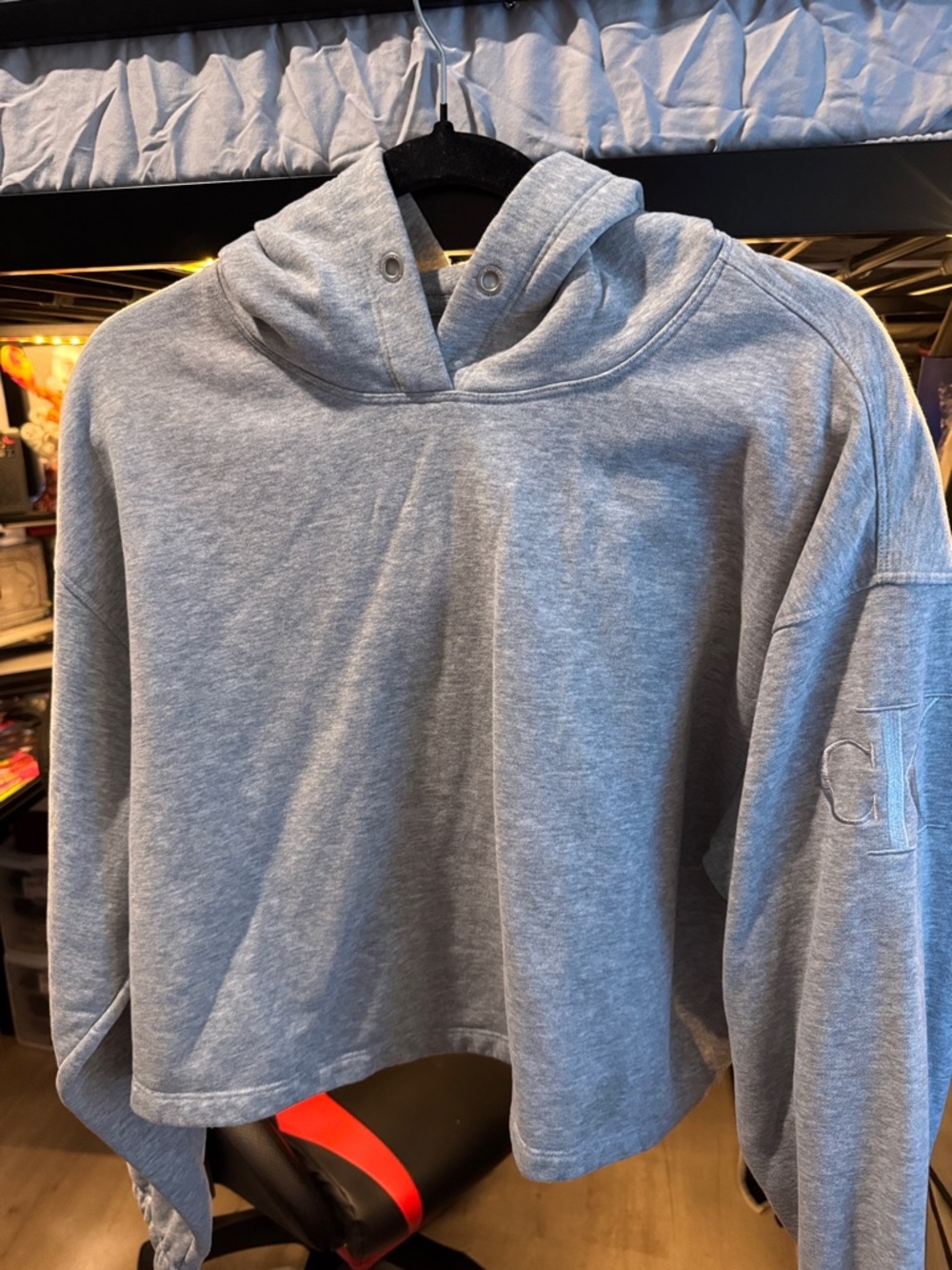 Calvin Klein Gray Cropped Hoodie Jacket